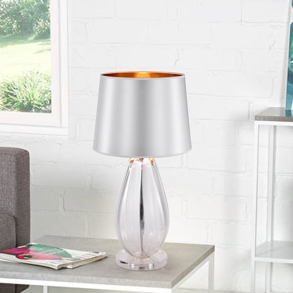 Warehouse of Tiffany Imt565a 1 Keagan 13 in. 1 Light Indoor Chrome Finish Table Lamp Size Chrome Clear